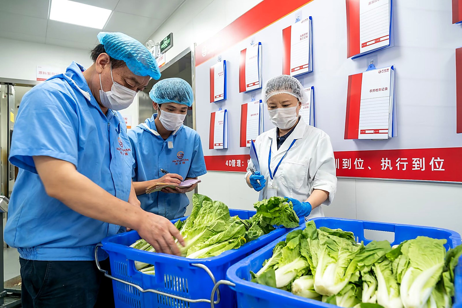 食材入厂验收：查验、登记、检测记录同步上墙